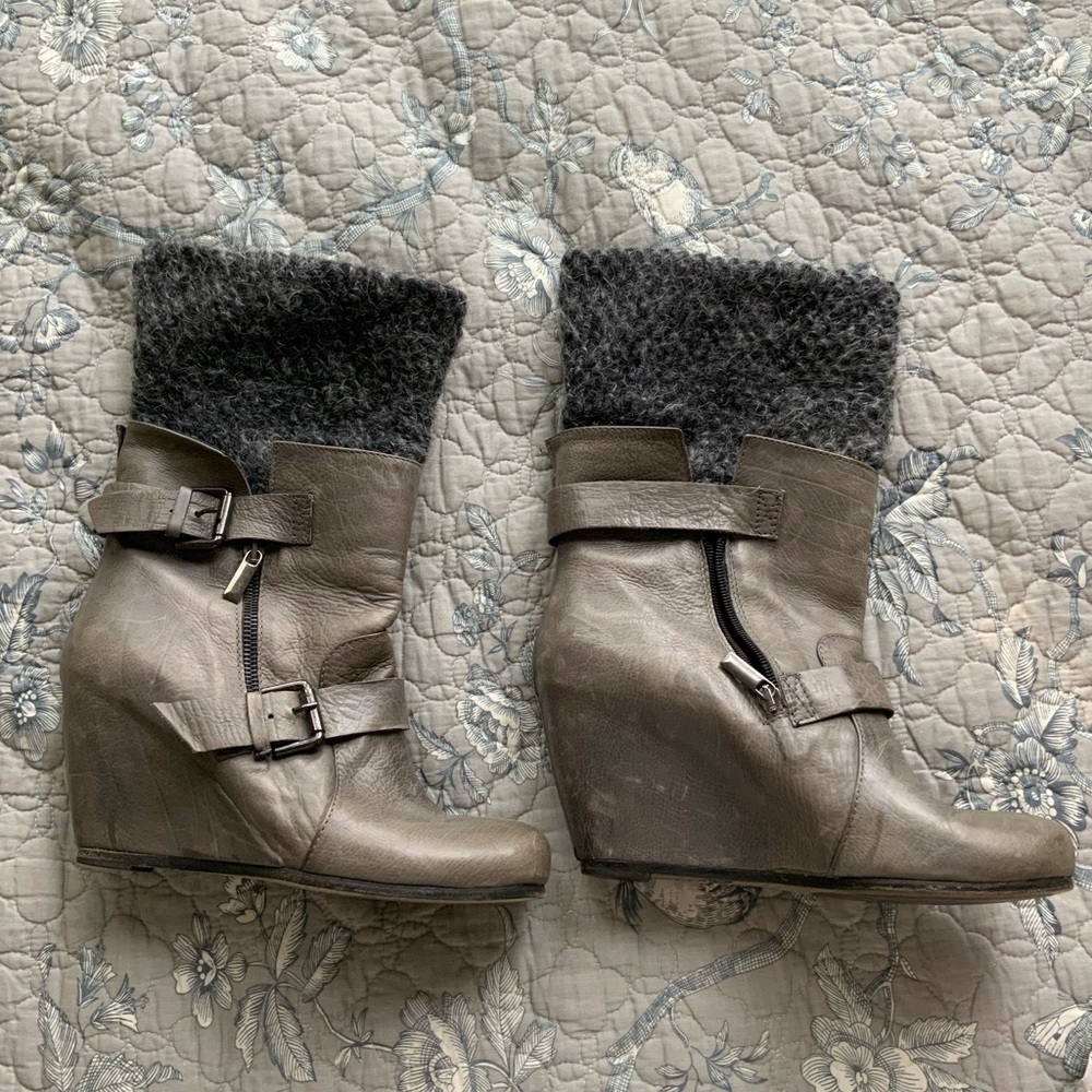 COPY - Distressed Wedge bootie with leg warmer cuff